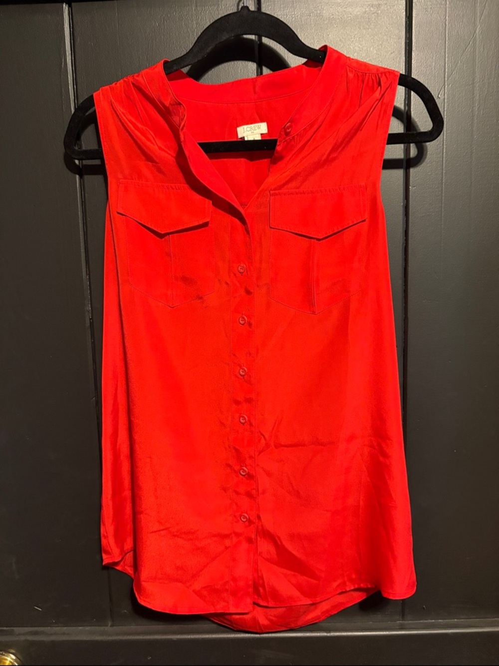 J. Crew Red Sleeveless Button-Down Blouse